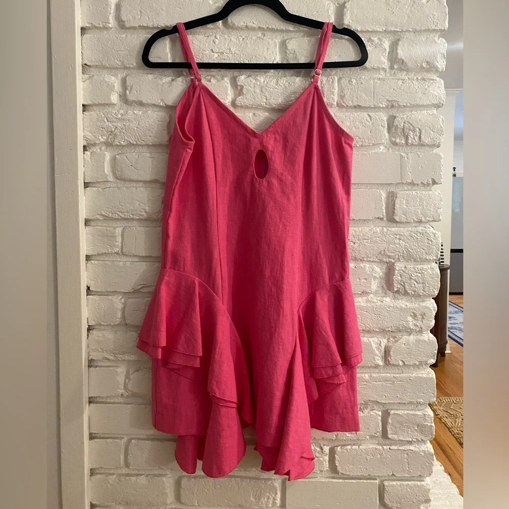 TACH Pink Ruffle Mini Linen Sun Dress - Picture 5 of 11